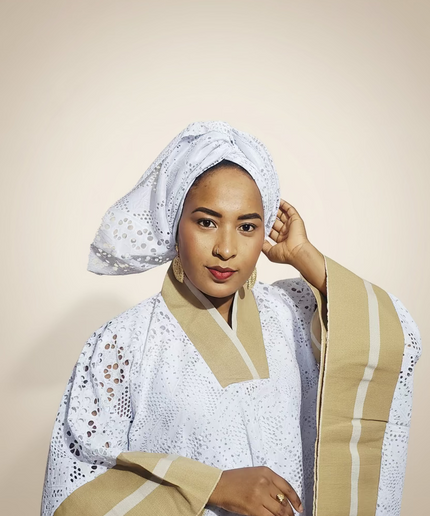 Robe morenike dentelle aso oke - Blanc IV