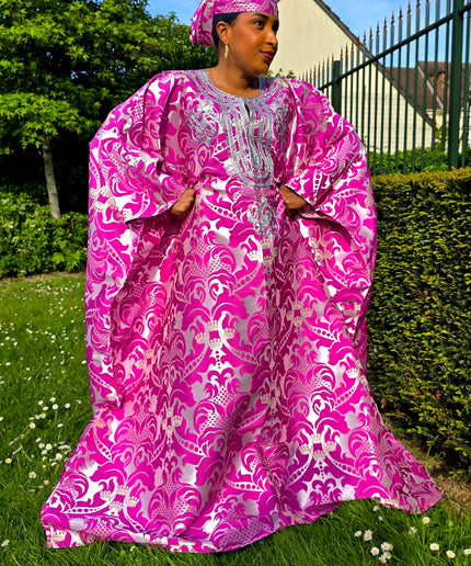 Boubou damask brodé - Fuchsia