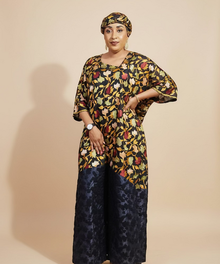 Caftan dentelle indienne - organza - Black