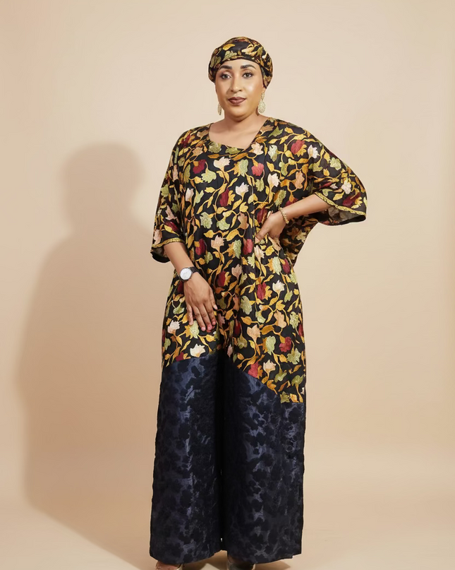 Caftan dentelle indienne - organza - Black