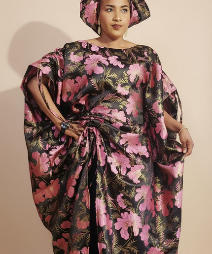 Ensemble khadija jupe brocart - Rose