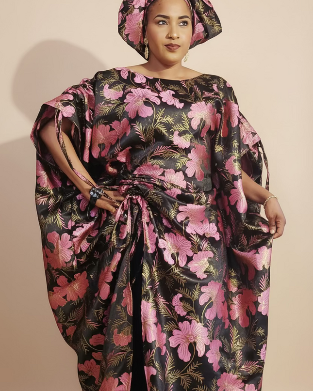 Ensemble khadija jupe brocart - Rose