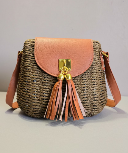Sac style osier cubique - Marron