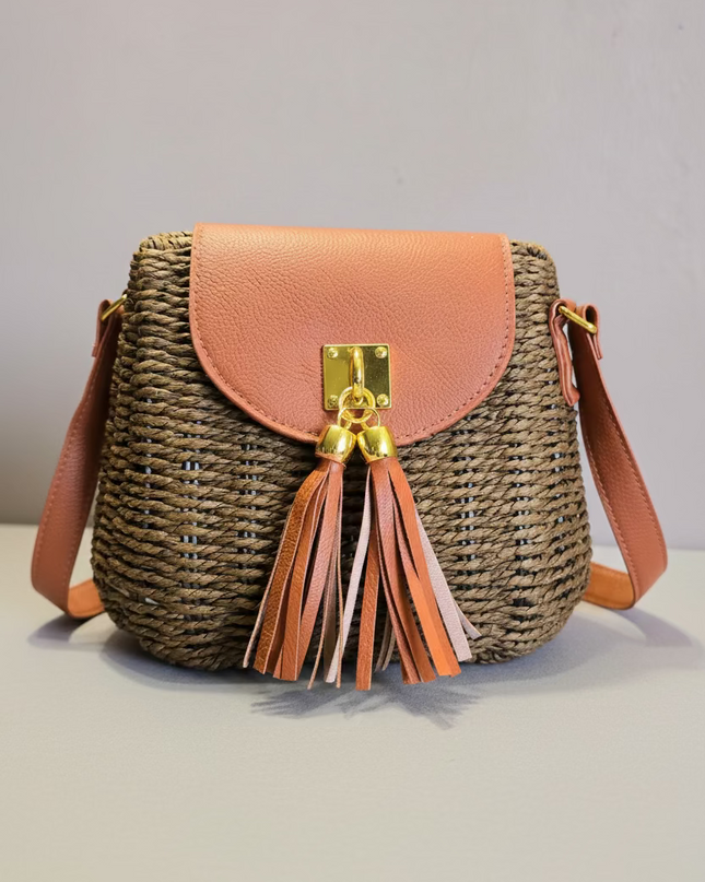 Sac style osier cubique - Marron
