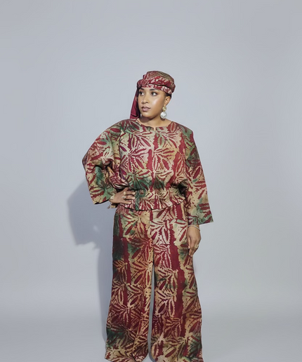 Ensemble pantalon adire shalewa - Rouge