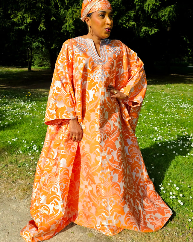 Boubou damask brodé - Orange
