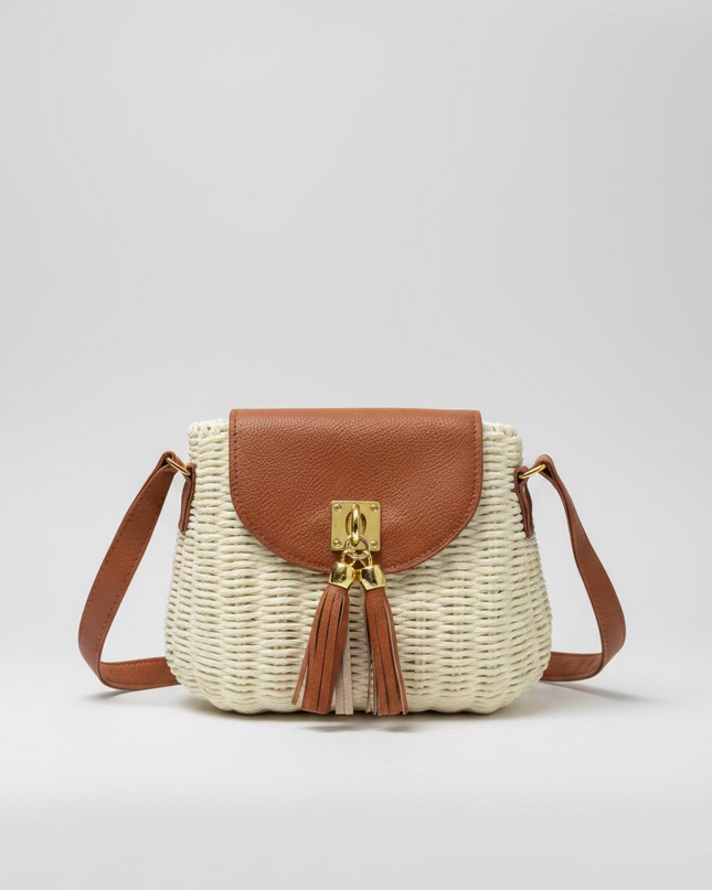 Mini sac style osier cubique - Blanc