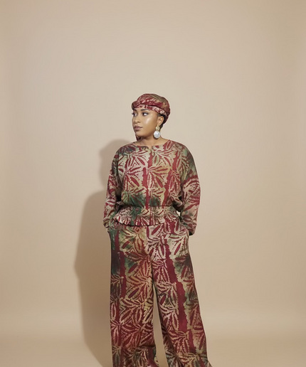 Ensemble pantalon adire shalewa - Rouge