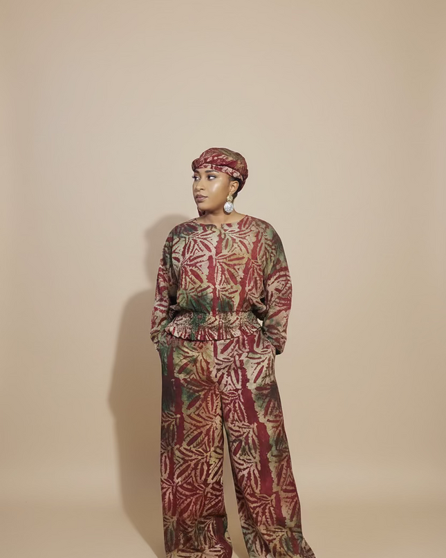 Ensemble pantalon adire shalewa - Rouge