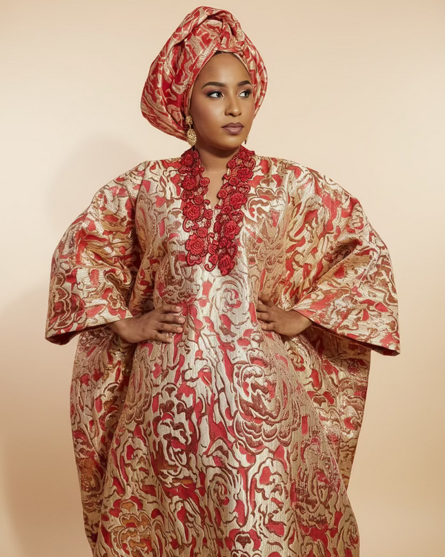 Boubou brocart ajewale  - Rouge