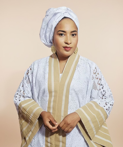 Robe morenike dentelle aso oke - Blanc