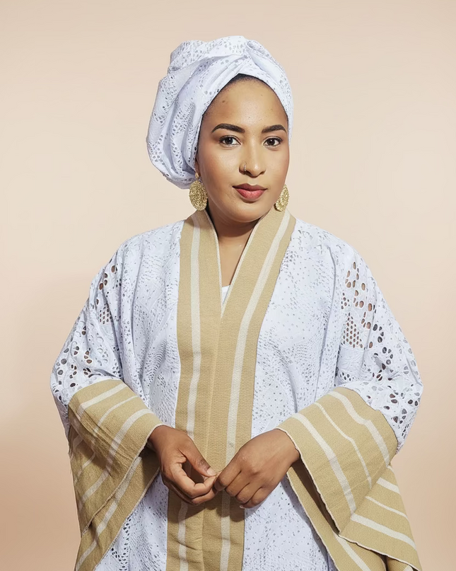 Robe morenike dentelle aso oke - Blanc
