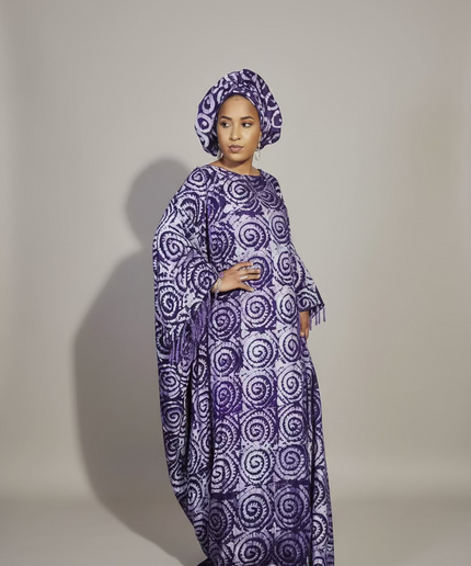 Boubou adire dempé perlé adewale - Violet