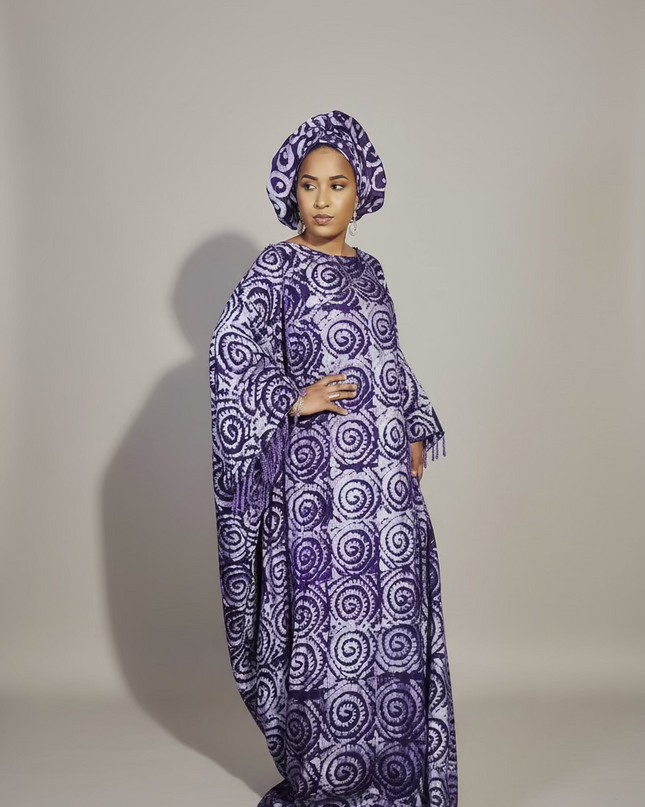 Boubou adire dempé perlé adewale - Violet
