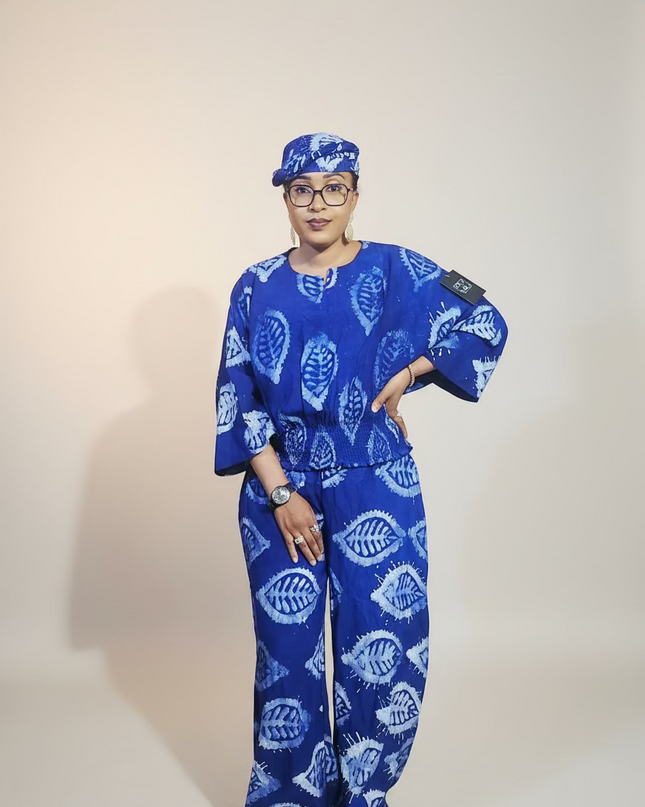 Ensemble pantalon adire - Bleu