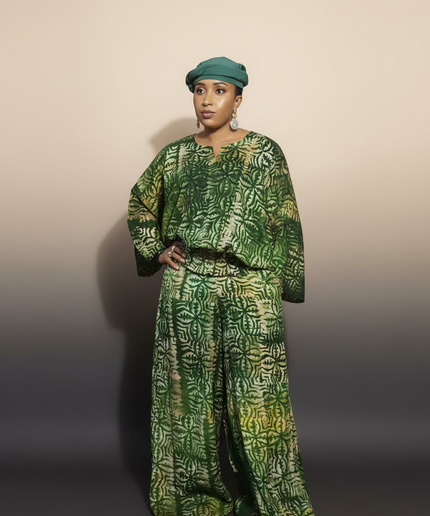 Ensemble pantalon adire ademide - vert forest