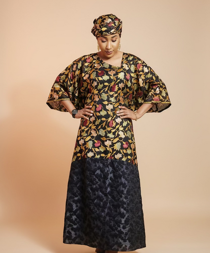 Caftan dentelle indienne - organza - Black