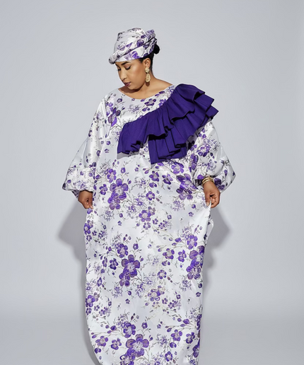Robe Omosewa brocart aso oke - Violet