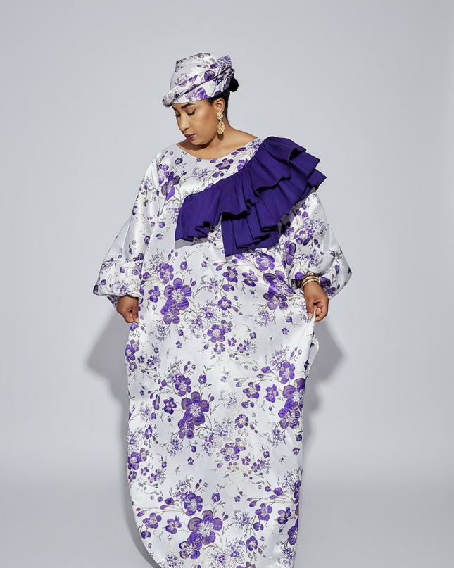Robe Omosewa brocart aso oke - Violet