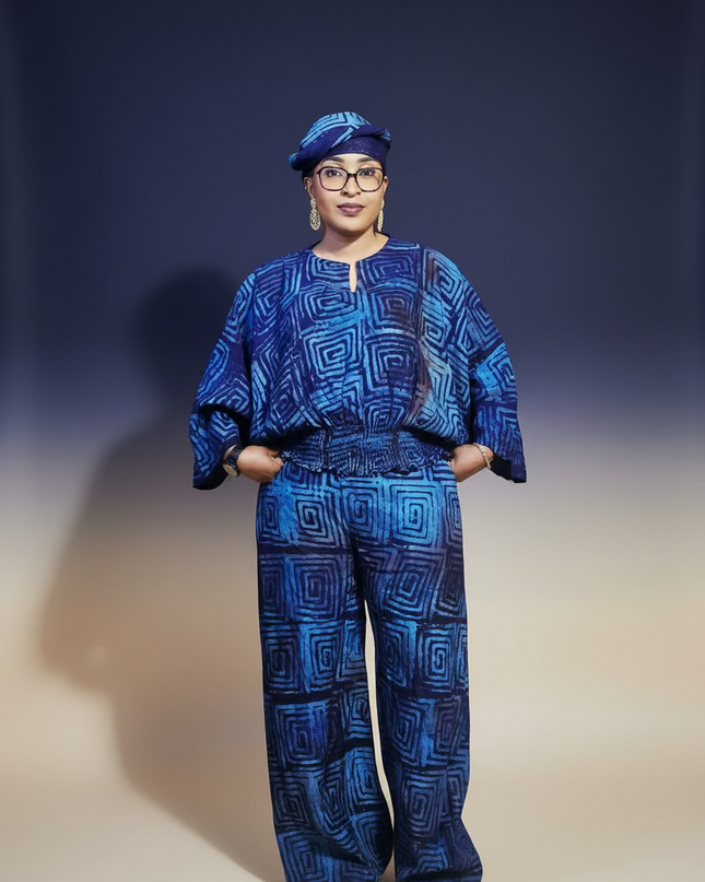 Ensemble pantalon adire - Bleu nuit