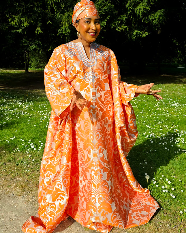 Boubou damask brodé - Orange