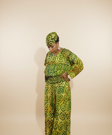 Ensemble pantalon adire adetunde - Vert fluo