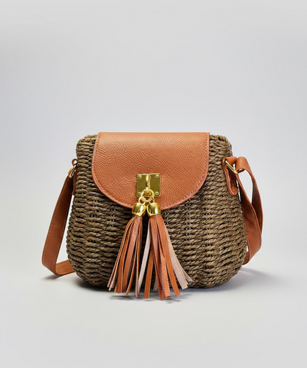 Sac style osier cubique - Marron