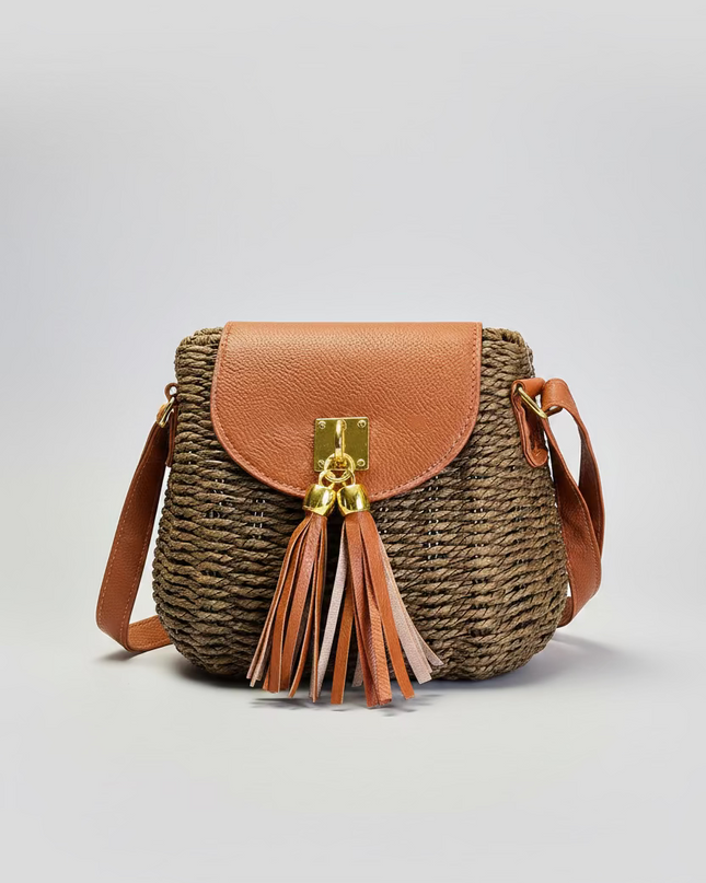 Sac style osier cubique - Marron
