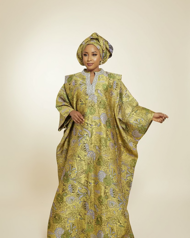 Boubou brocart aoua - Jaune