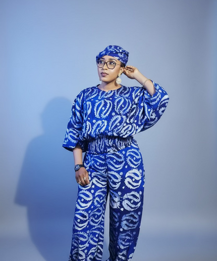 Ensemble pantalon adire - Bleu roi
