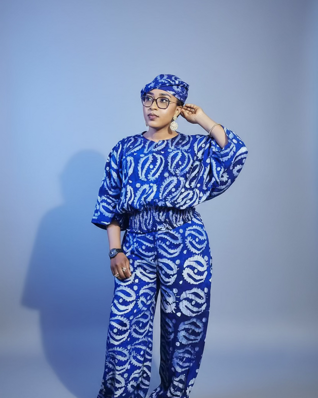 Ensemble pantalon adire - Bleu roi