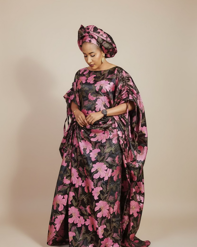 Ensemble khadija jupe brocart - Rose