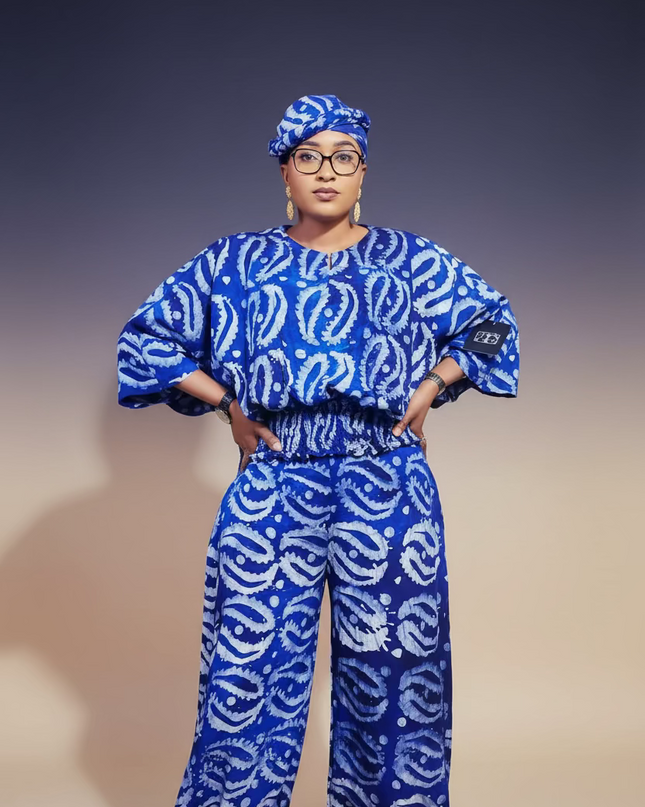 Ensemble pantalon adire - Bleu roi