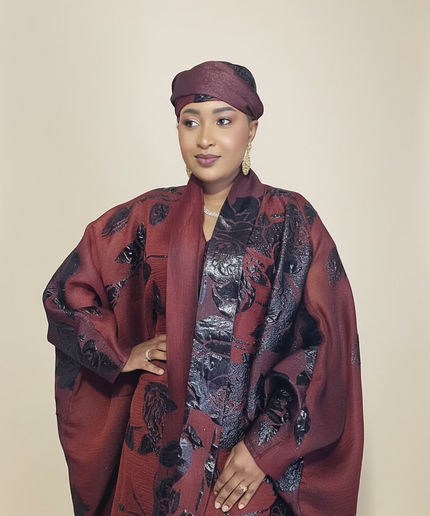 Ensemble brocart dubai - Rouge bordeaux
