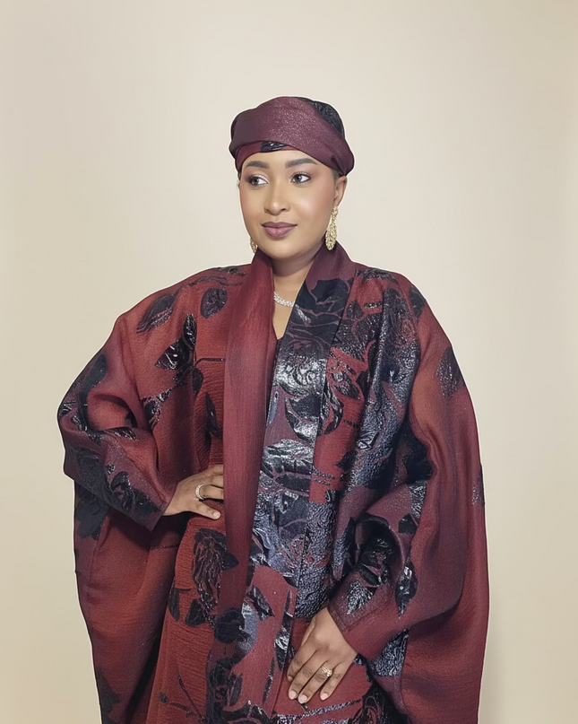 Ensemble brocart dubai - Rouge bordeaux