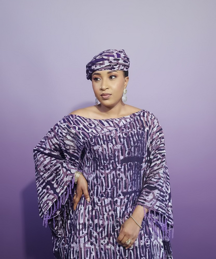 Boubou adire dempé perlé omosewa - Violet