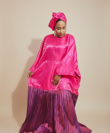 Boubou brocart mikado - Rose fuchsia