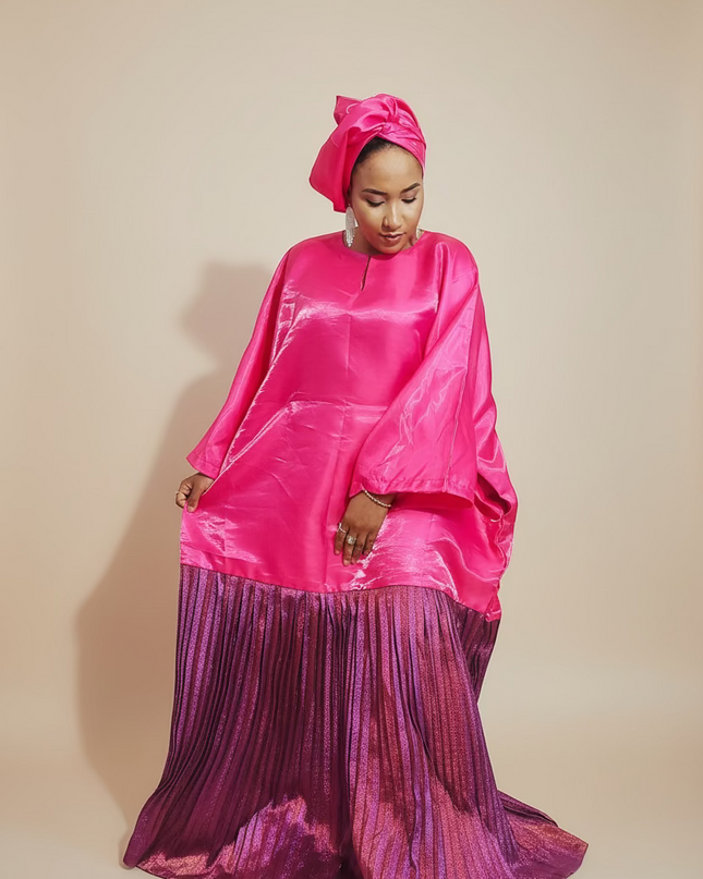 Boubou brocart mikado - Rose fuchsia
