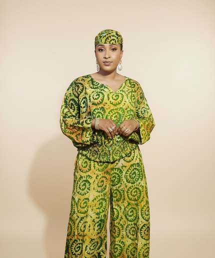 Ensemble pantalon adire adetunde - Vert fluo