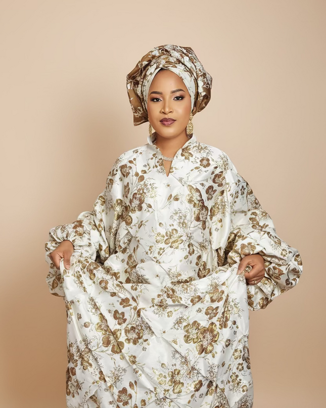 Robe arewa brocart - Marron