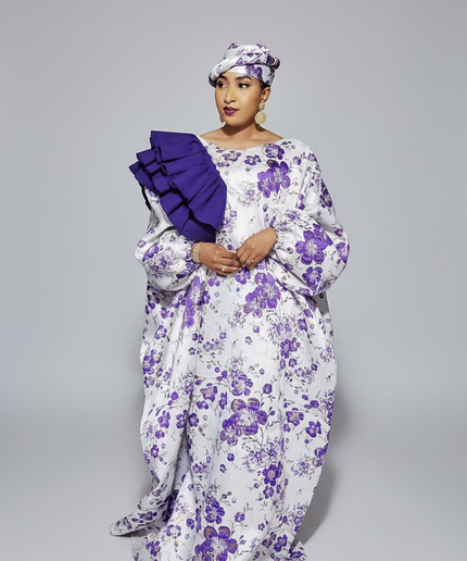 Robe Omosewa brocart aso oke - Violet