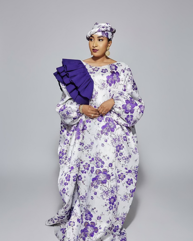 Robe Omosewa brocart aso oke - Violet
