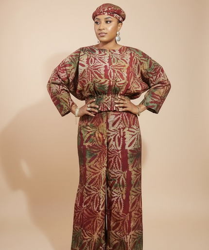 Ensemble pantalon adire shalewa - Rouge