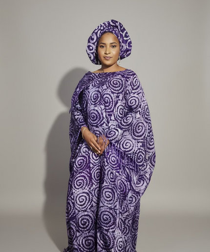 Boubou adire dempé perlé adewale - Violet