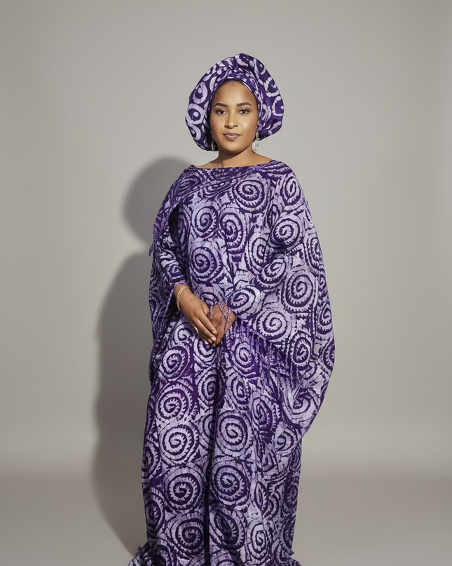 Boubou adire dempé perlé adewale - Violet