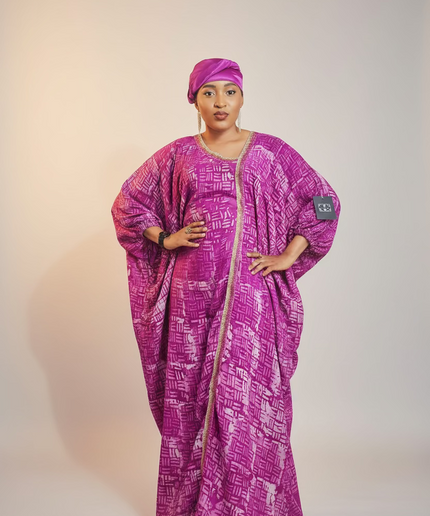 Boubou adire crêpe - Rose