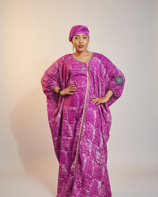 Boubou adire crêpe - Rose