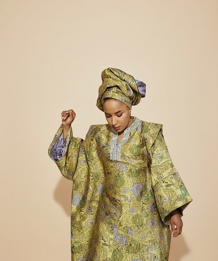 Boubou brocart aoua - Jaune