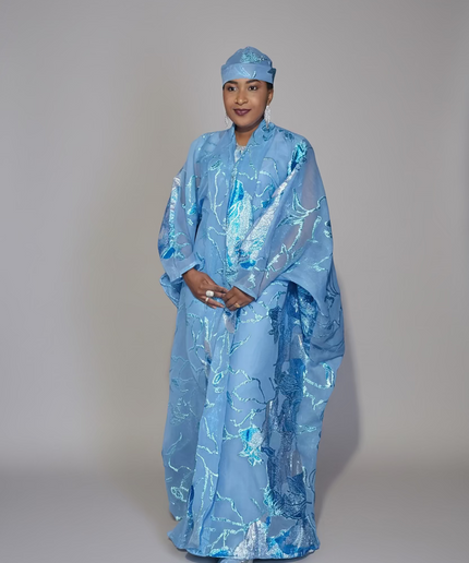 Ensemble brocart dubai - Bleu ciel