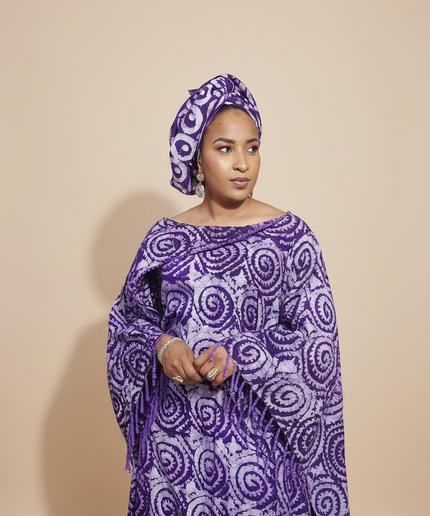 Boubou adire dempé perlé adewale - Violet